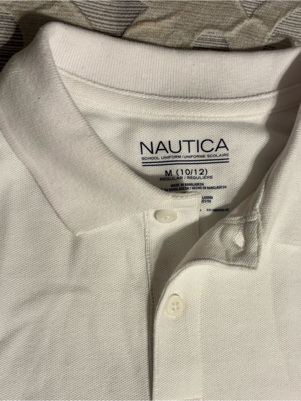 Nautica Young Men’s Classic White Polo Shirt; size medium 10/12